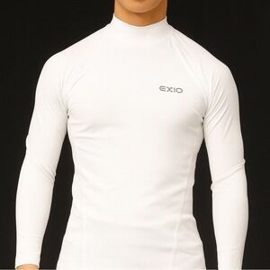 Exio Men's Mock Compression Long Sleeve Shirt White Size S